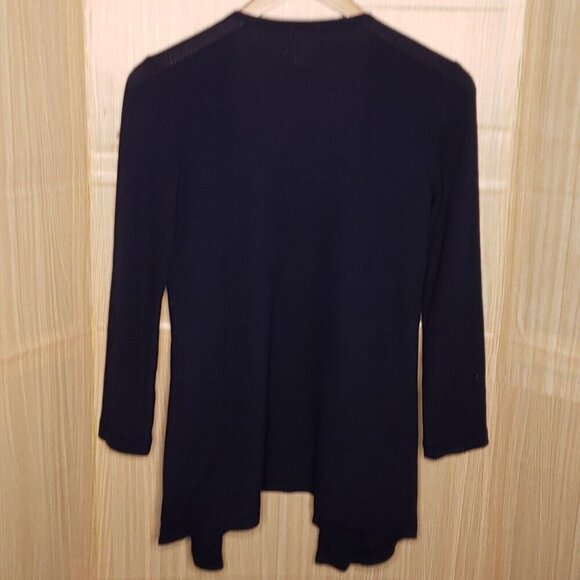 Sunday Womens Navy Waffle Knit Thermal Open Cardigan Small - Picture 2 of 6